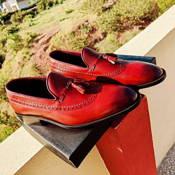 Burgundy Tassel Brogue Moccasins Loafers with leather sole options